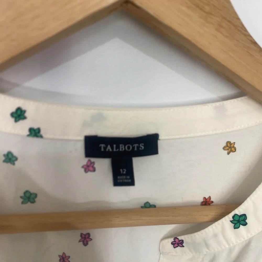 Talbots 12 Poplin Blissful Floral Shirtdress - Picture 4 of 12